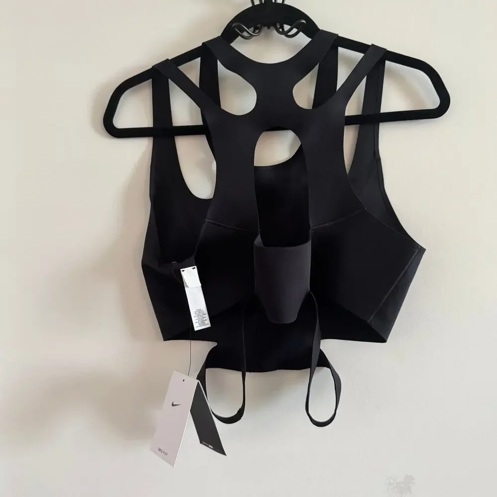 New Nike FutureMove Light-Support Non-Padded Strappy Sports Bra Black Sz L
